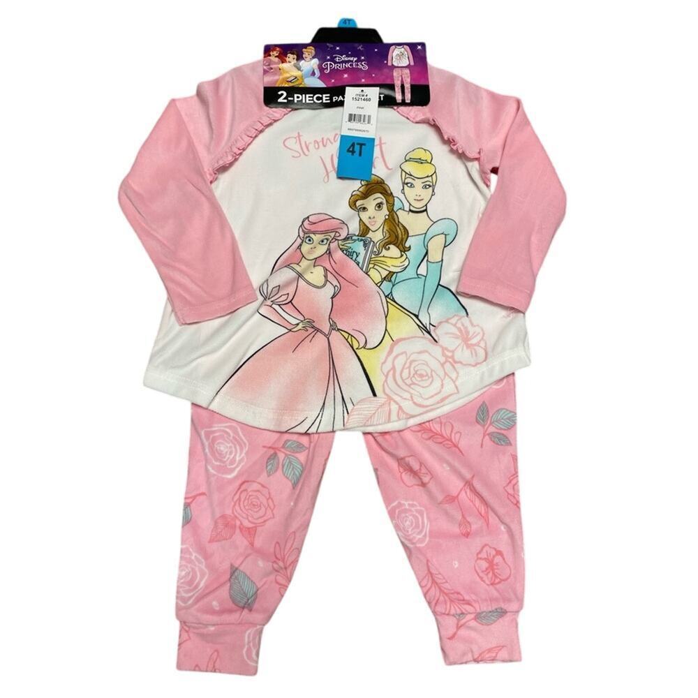 Disney Girls Princess Pajama Pink Set Size 4T NWT